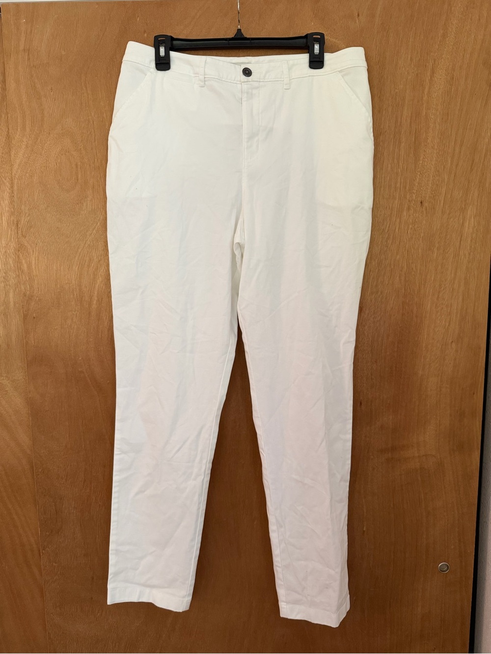 Garnet Hill White Straight-Leg Chinos